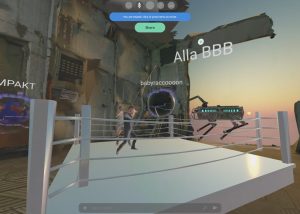 Virtual-Reality-Raum mit zwei Avataren, die sich in einem Boxring gegenüberstehen.